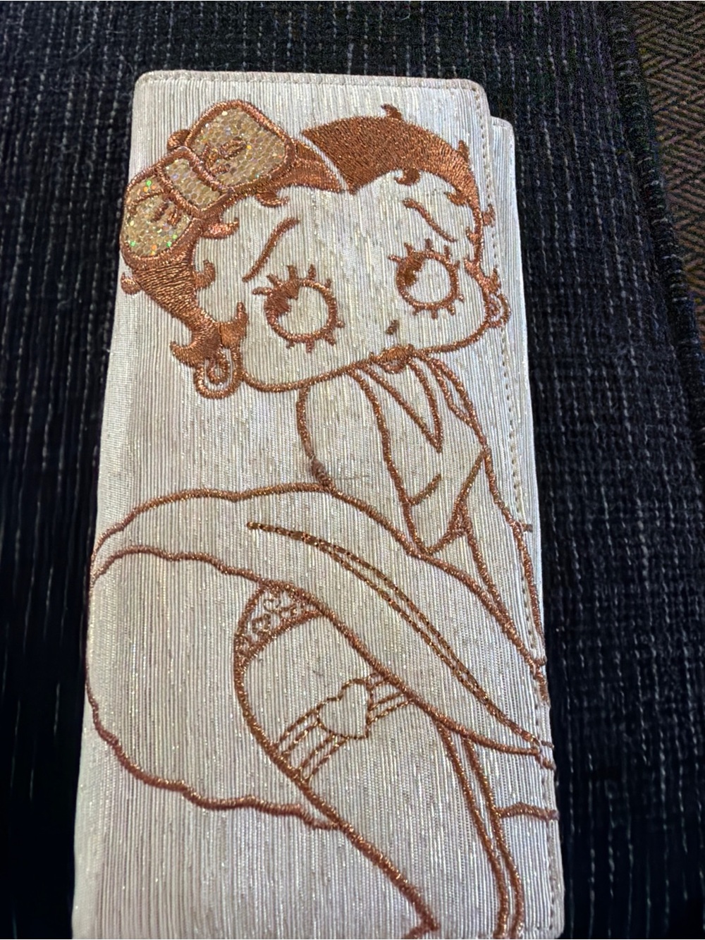 Betty Boop Embroidered Panel in Gold and Cream
